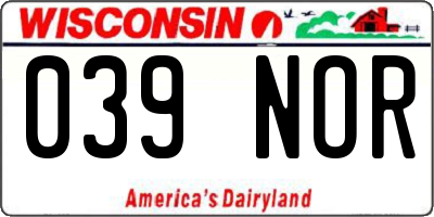 WI license plate 039NOR