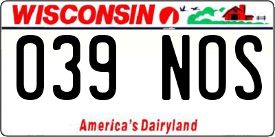 WI license plate 039NOS