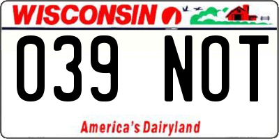 WI license plate 039NOT