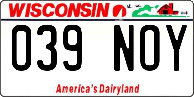 WI license plate 039NOY