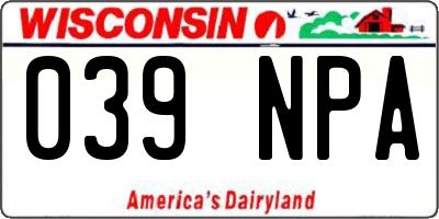 WI license plate 039NPA