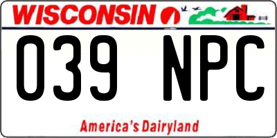 WI license plate 039NPC