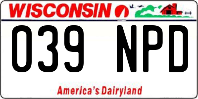 WI license plate 039NPD