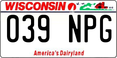 WI license plate 039NPG