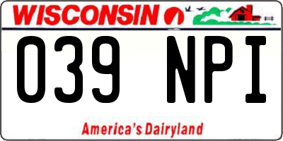 WI license plate 039NPI
