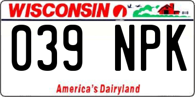 WI license plate 039NPK