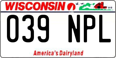 WI license plate 039NPL