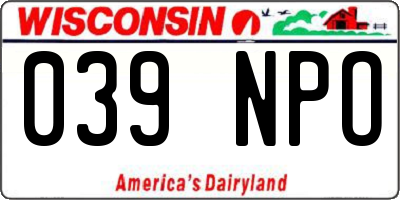 WI license plate 039NPO
