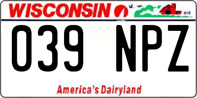 WI license plate 039NPZ