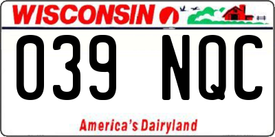 WI license plate 039NQC