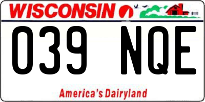 WI license plate 039NQE