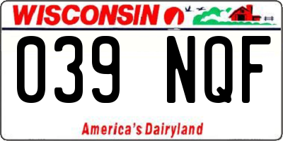 WI license plate 039NQF