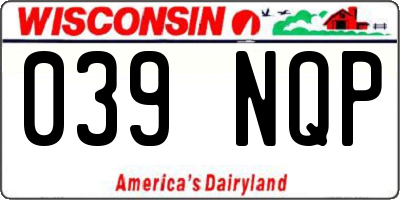 WI license plate 039NQP