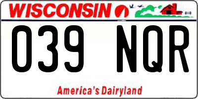 WI license plate 039NQR