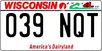 WI license plate 039NQT