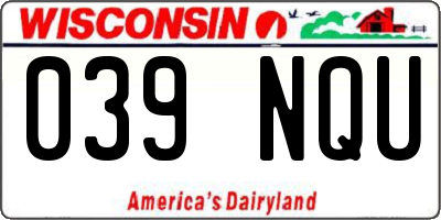 WI license plate 039NQU
