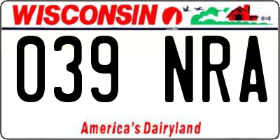 WI license plate 039NRA