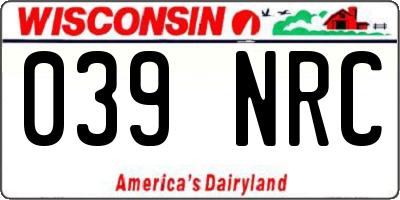 WI license plate 039NRC