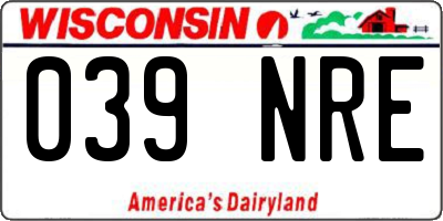 WI license plate 039NRE