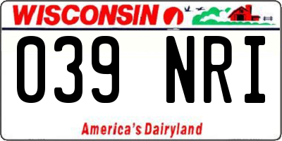 WI license plate 039NRI