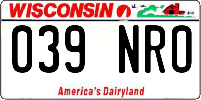 WI license plate 039NRO