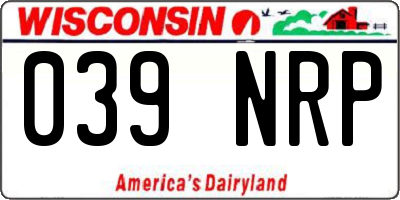 WI license plate 039NRP
