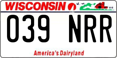 WI license plate 039NRR