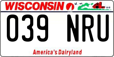 WI license plate 039NRU