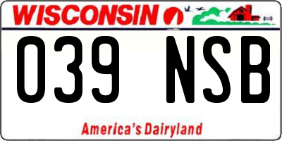 WI license plate 039NSB