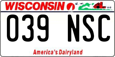 WI license plate 039NSC