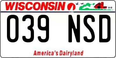 WI license plate 039NSD