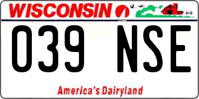 WI license plate 039NSE