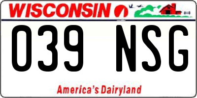 WI license plate 039NSG