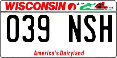 WI license plate 039NSH