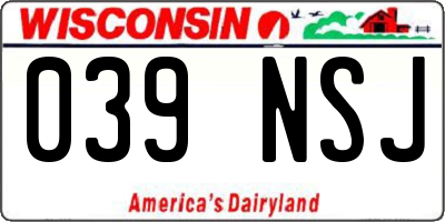 WI license plate 039NSJ