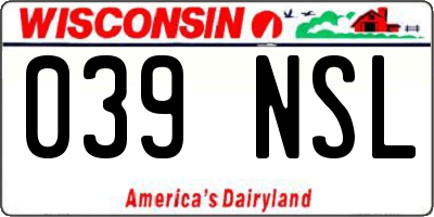 WI license plate 039NSL