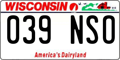 WI license plate 039NSO