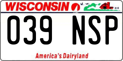 WI license plate 039NSP