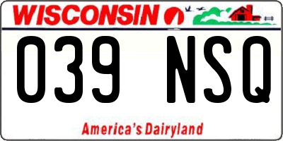 WI license plate 039NSQ