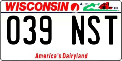 WI license plate 039NST