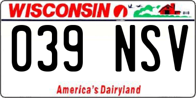 WI license plate 039NSV