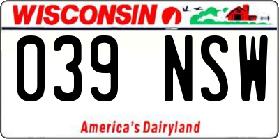 WI license plate 039NSW