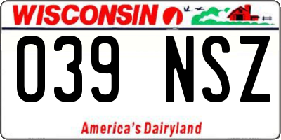 WI license plate 039NSZ