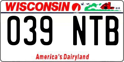WI license plate 039NTB