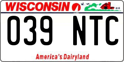 WI license plate 039NTC