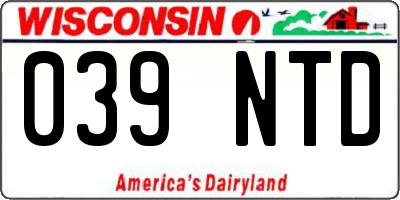 WI license plate 039NTD