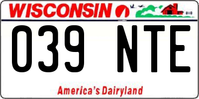 WI license plate 039NTE