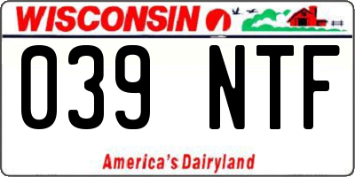 WI license plate 039NTF