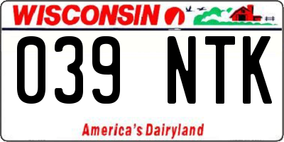 WI license plate 039NTK