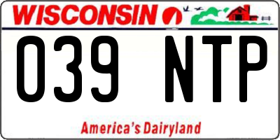 WI license plate 039NTP
